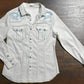 Rebel Shirt - White Western Shirt with Blue Stitching