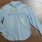 Lyle shirt 391127 - light blue denim with floral embroidery