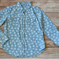 Blue patterned button-up shirt