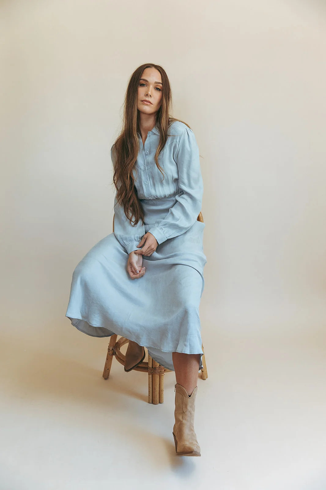 Dahlia Dress in Hazy Blue by Folk Saint