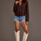 Dark Brown Cropped Button Up Shirt