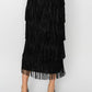Layered Fringe Tiered Maxi Skirt in Black