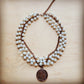 Indian Head Coin Pendant Necklace, Pearl & Antique Copper