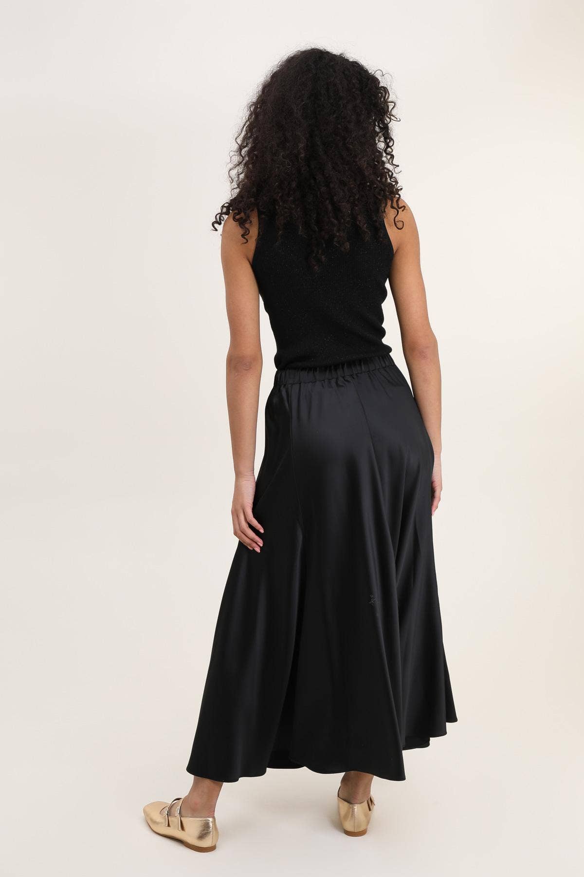Valentine Skirt in Thick Black Satin