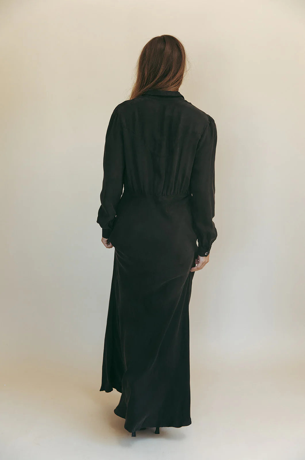 Dahlia Dress in Washed Black by Folk Saint