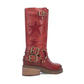 Red star knee-high boot with buckles