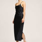 Black Silk Cami Midi Slip Dress