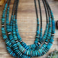 Dark Blue Turquoise Graduated Necklace with Sterling Silver Pearls & Hematite – 23”