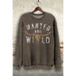 Brown 'Wanted and Wild' sweatshirt with bull skull