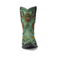 Green cowboy boot with floral design