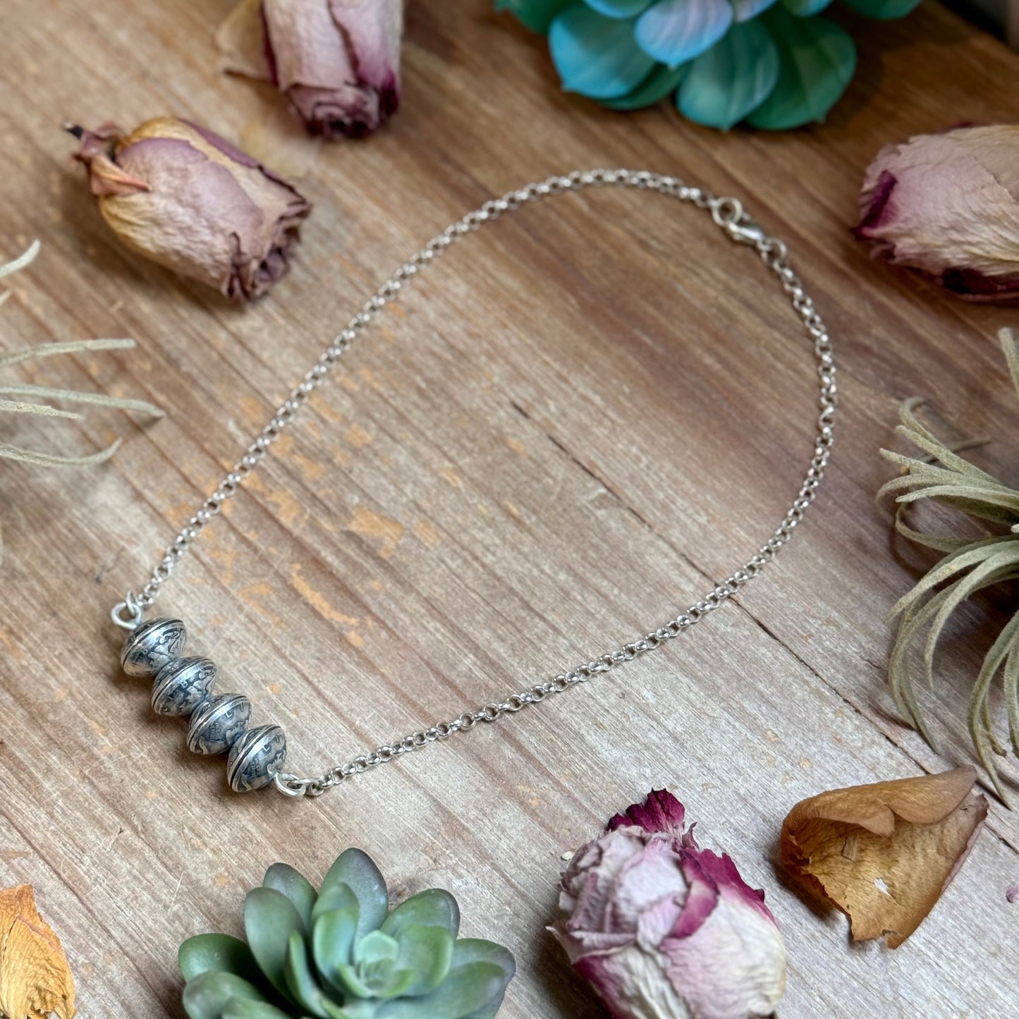 88 - Sterling Silver Mercury Dime Bar Necklace by Jason Ogg