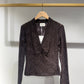 Brown Lace V-Neck Top