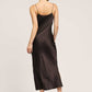 Brown Silk Cami Midi Slip Dress