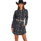 Cowgirl in patterned dress, 6vCiF1ci