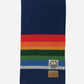 navy with rainbow stripes