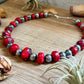 Graduated Dyed Red Coral & Sterling Silver Pearl Necklace