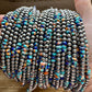Turquoise and silver beaded bracelet stack (78923F1E)