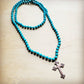 Turquoise beaded necklace with cross pendant