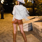 Marilyn Palomino With Fringe Ivory Leather Jacket by Juan Antonio