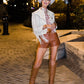 Marilyn Palomino With Fringe Ivory Leather Jacket by Juan Antonio