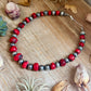 Graduated Dyed Red Coral & Sterling Silver Pearl Necklace