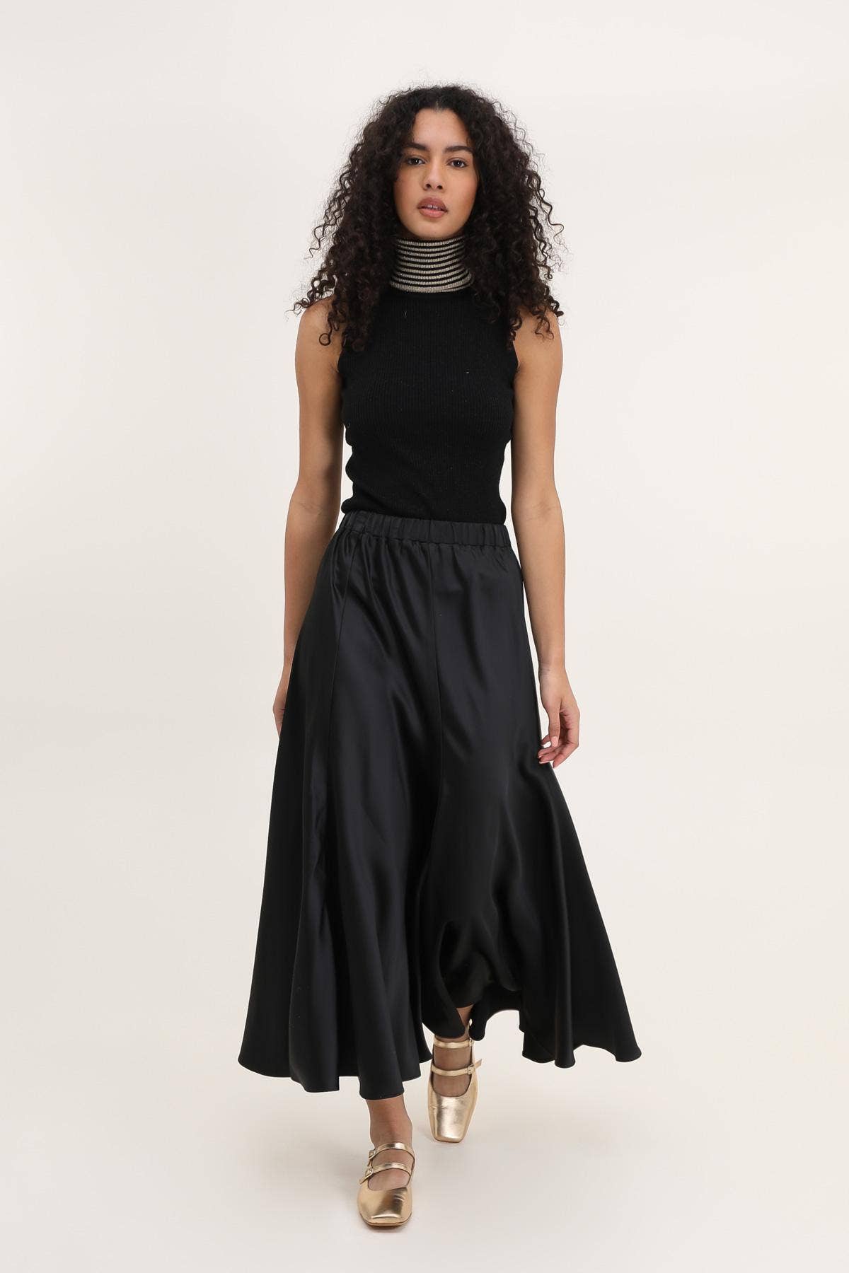 Valentine Skirt in Thick Black Satin