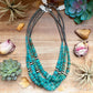 Turquoise Graduated Necklace with Hematite & Sterling Silver Accents – 23”