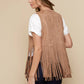 Tan Faux Suede Western Fringe Vest for Cowgirls