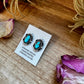 Kingman Turquoise & Silver Pearl Stud Earrings – Sterling Silver – Native Made by L. Silversmith