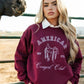 American Cowgirl Club Pullover Sweatshirt - Maroon