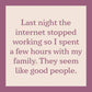 Text quote about family and internet.
