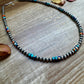 Silver beaded necklace with turquoise and spiny oyster accents