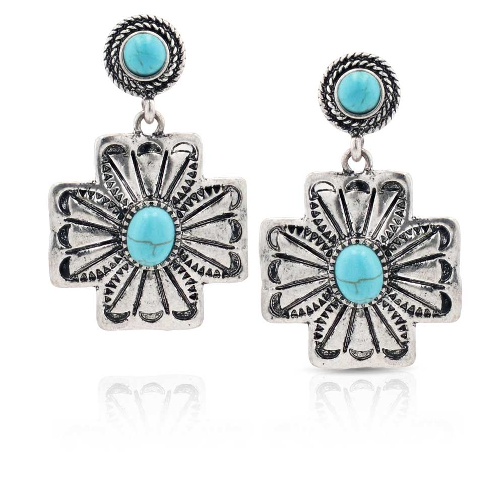 AER5425 Turquoise Cross Earrings