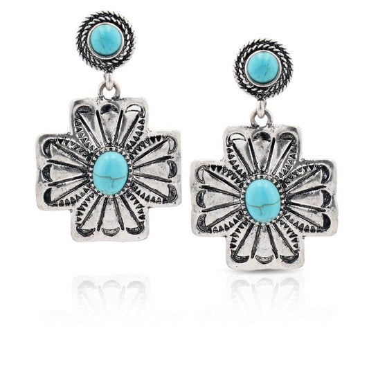 AER5425 Turquoise Cross Earrings