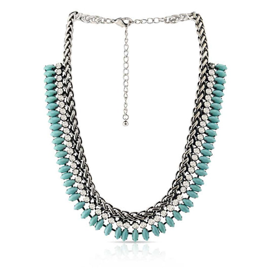 ANC5434 Turquoise & Silver Statement Necklace