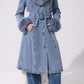 Kaya Denim Faux Fur Trench Coat