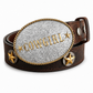 Annie Leather Belt with Cowgirl Buckle & Star Conchos in Brown - Bourbon Cowgirl Exclusive