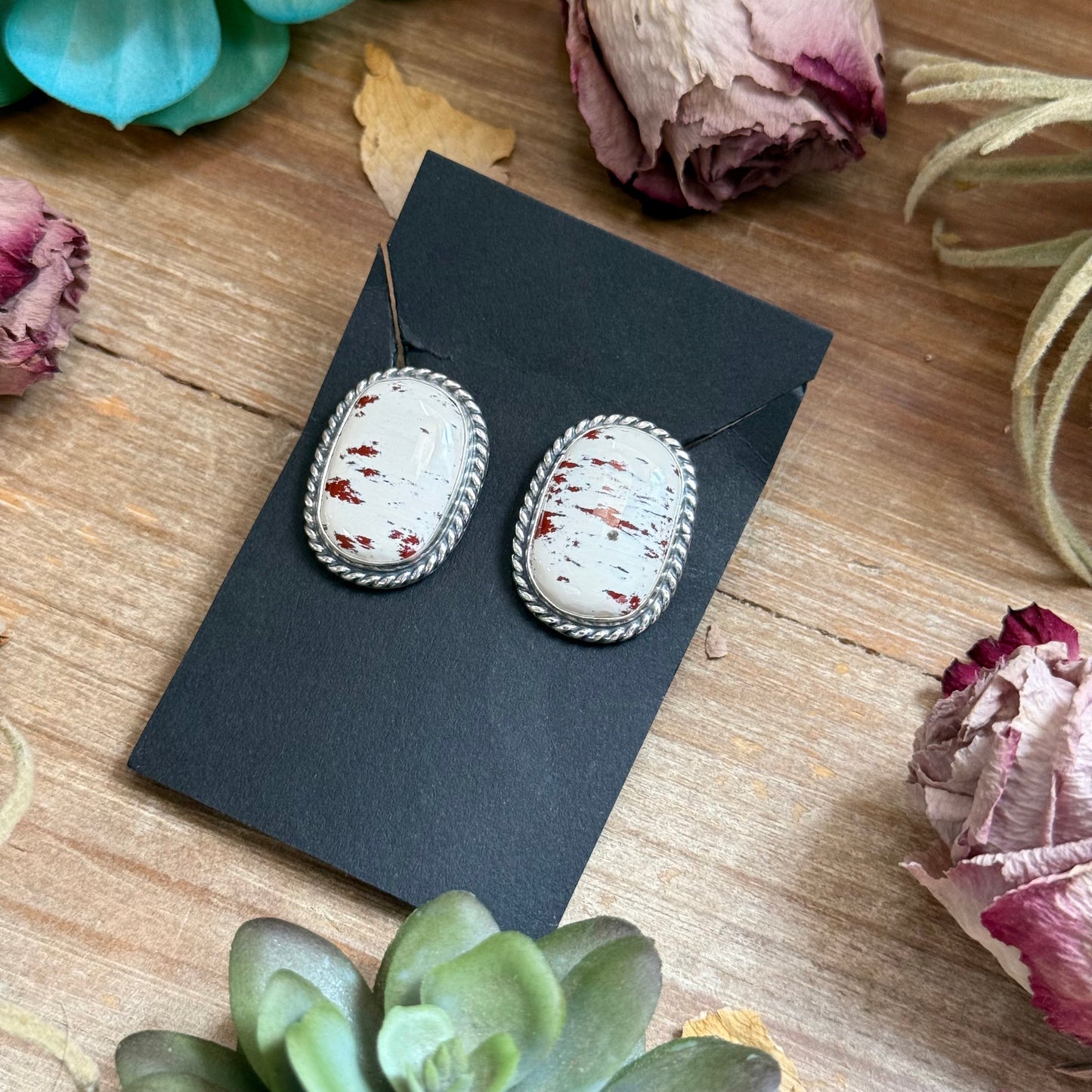 50 - Sterling Silver Red Buffalo Stud Earrings by Jason Ogg