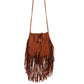 B184-HB brown suede fringe crossbody bag