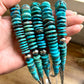 Dark Blue Turquoise Graduated Necklace with Sterling Silver Pearls & Hematite – 23”