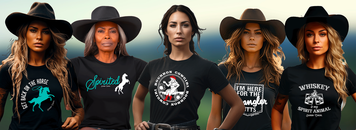 BC landing page banner featuring women in cowboy hats and t-shirts