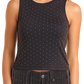 Black studded tank top with fringe