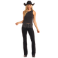 Woman in black outfit and cowboy hat