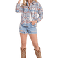Woman in Western shirt, shorts, and boots - BW52T08104
