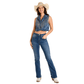 Woman in denim vest and jeans, BW98D06414