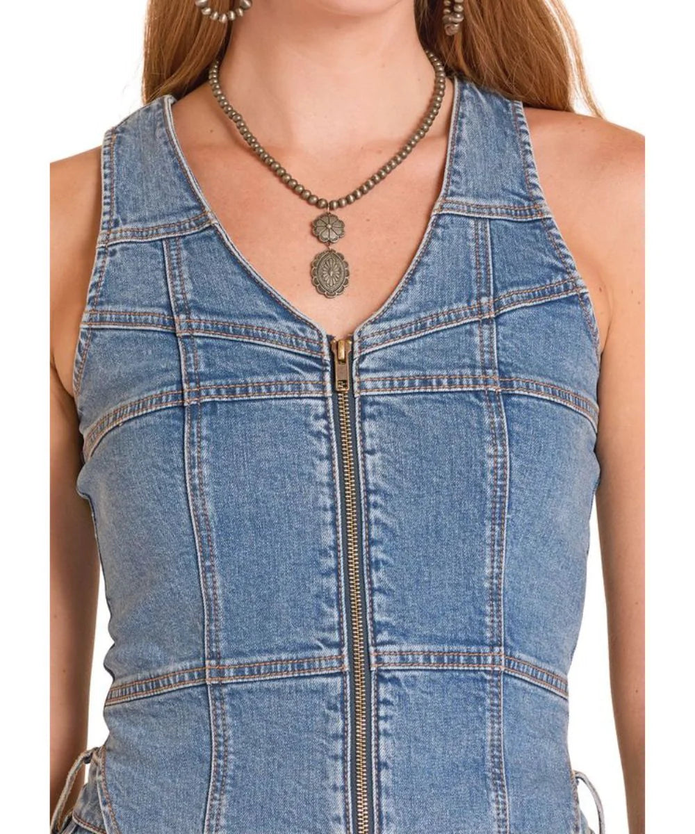 Rock & Roll Denim Women's Zip Up Vest
