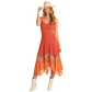 Cowgirl in floral dress and hat, BWD0R05891