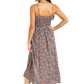 BWD0R08086 floral midi dress, woman wearing a cowboy hat