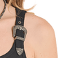 Black ribbed tank top with decorative buckle (BWD0R08097---D)