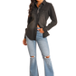 Cowgirl in black shirt and jeans